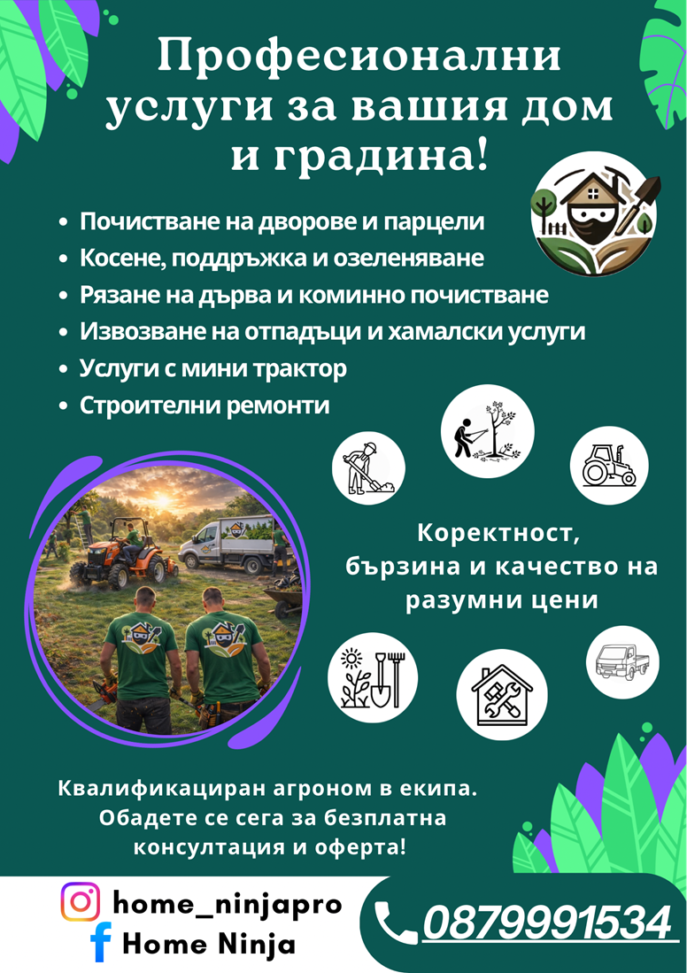 Информационен постер за услуги на Home Ninja