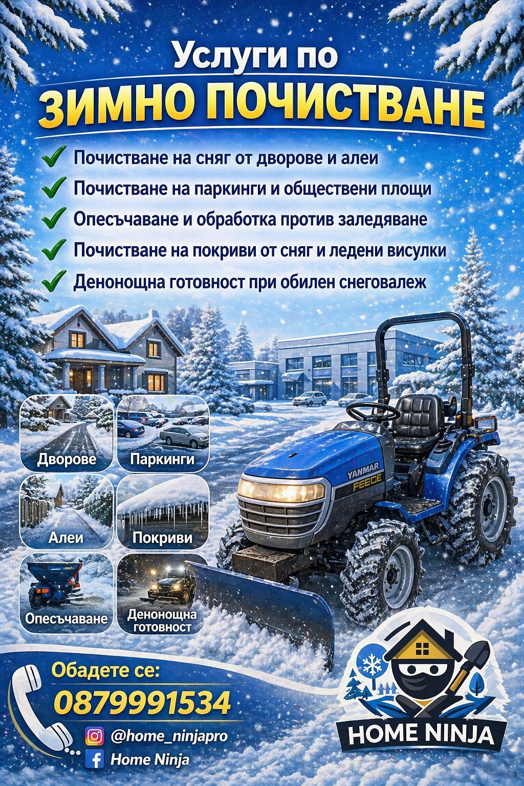 Зимна сезонна реклама на Home Ninja